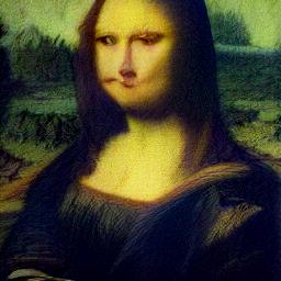 generated: a painting of the mona lisa on a white wall #5